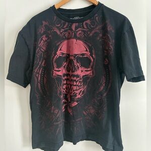 Edgy Black and Red Skull Graphic Tee